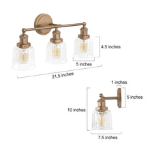 Evarne 3-Light Gold Bathroom Vanity Light