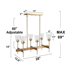 Alce 6-Light Upward Island Chandelier Glass Shade