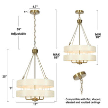 Aletheia 4-Light Drum Chandelier with Fabric Shade