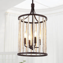 Aura 4-Light Rustic Beaded Chandelier -Rust
