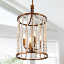 Aura 4-Light Vintage Beaded Chandelier -Brass Gold