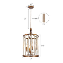 Aura 4-Light Vintage Beaded Chandelier -Brass Gold