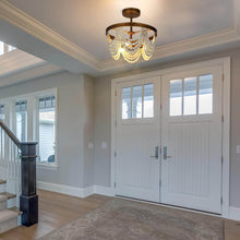 Aura 3-Light Beaded Semi Flush Mount Ceiling Lights