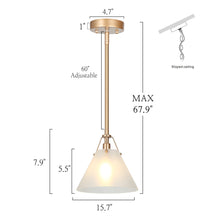 Hebe 1-Light Cone Pendant Light -Frosted Glass